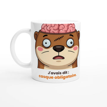 Tasse « J'avais dit : casque obligatoire. » – Jojo la loutre – vue de face