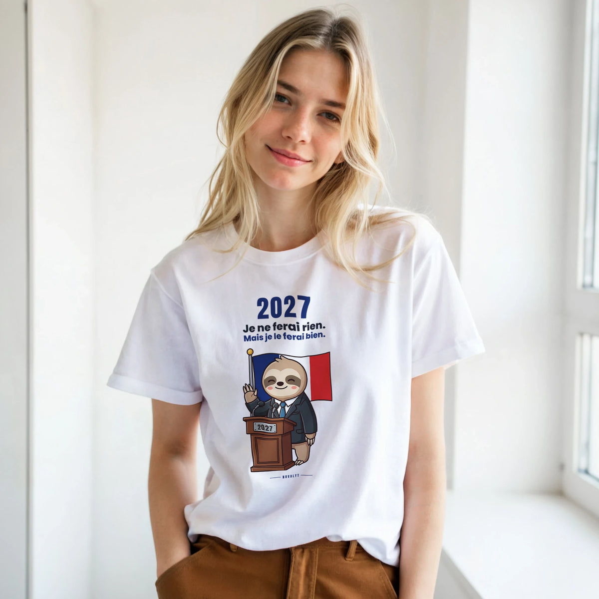 T-shirt blanc NOVALYT Molo 2027, « Je ne ferai rien. Mais je le ferai bien. » – vue 5