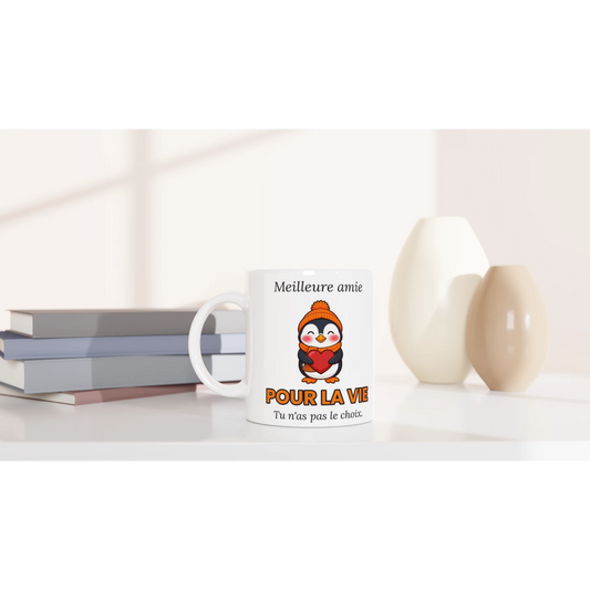 Tasse « Meilleure amie pour la vie » – Nono le pingouin – mise en situation