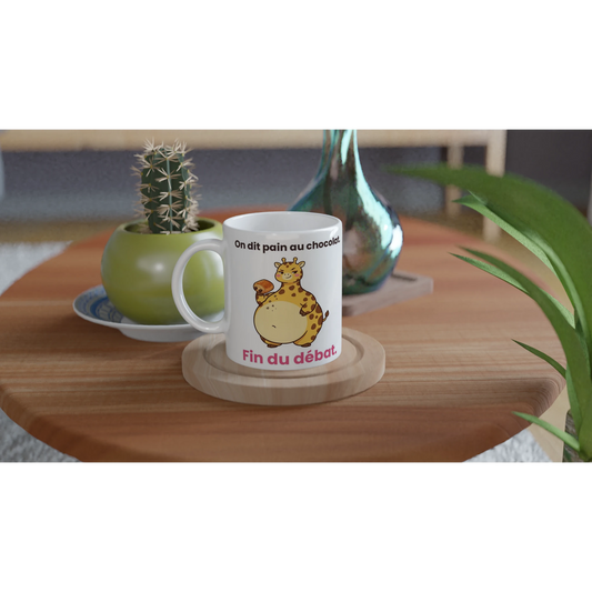 Tasse « On dit pain au chocolat » – Gigi la girafe – mise en situation
