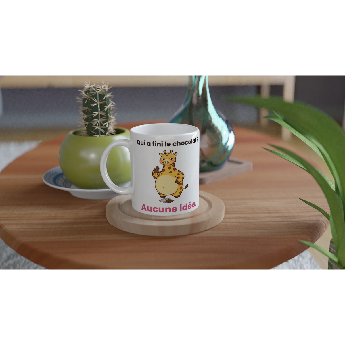 Tasse « Qui a fini le chocolat ? » – Gigi la girafe – céramique 330 ml