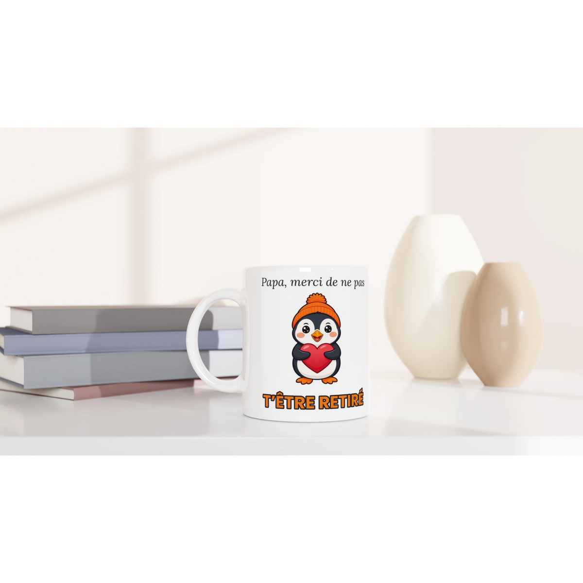 Tasse « Papa, merci de ne pas t'être retiré » – Nono le pingouin – céramique 330 ml