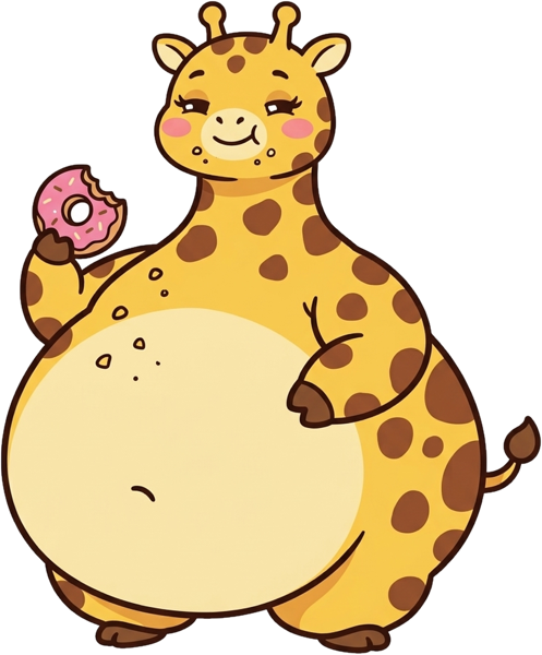 Gigi la girafe, ronde et gourmande