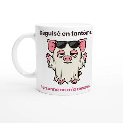 Tasse « Déguisé en fantôme » – Jason le cochon – vue de face