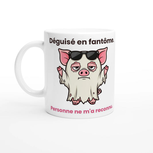Tasse « Déguisé en fantôme » – Jason le cochon – vue de face