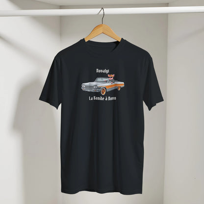 T-shirt noir NOVALYT avec Jason le cochon en voiture lowrider – vue 3
