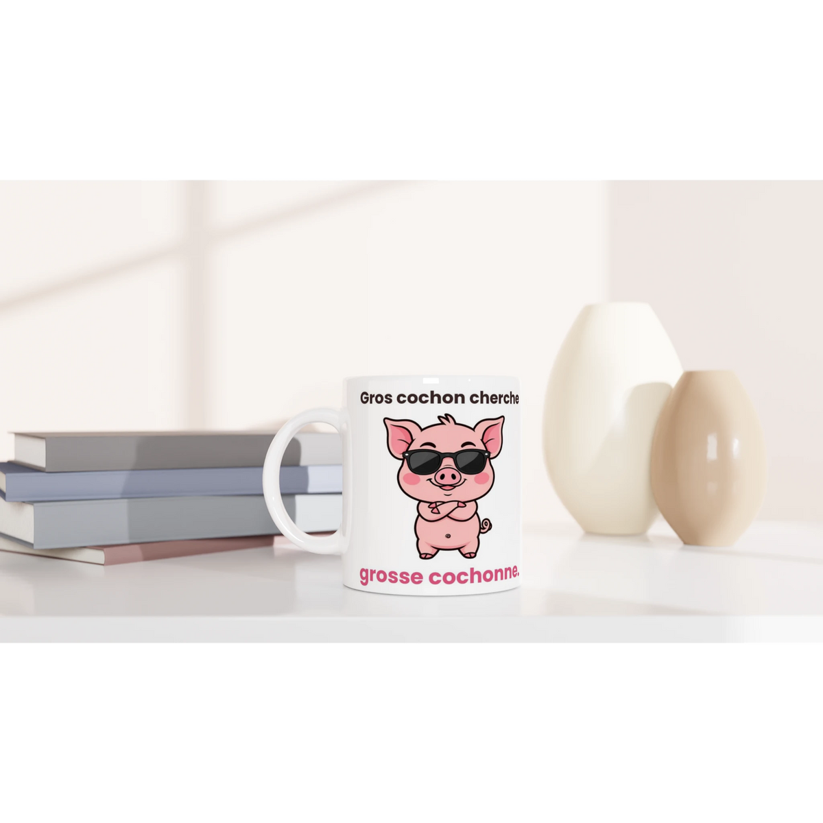 Tasse « Gros cochon cherche grosse cochonne » – Jason le cochon – idée cadeau