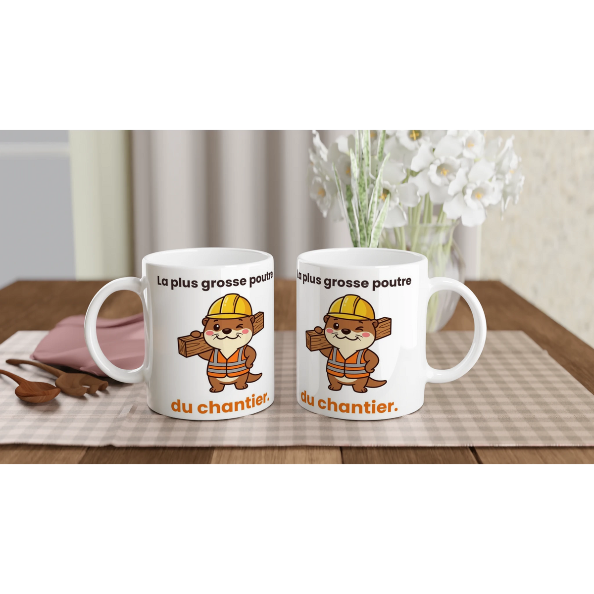 Tasse Jojo la loutre chef de chantier – idée cadeau