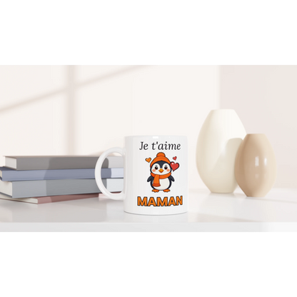 Tasse « Je t'aime Maman » – Nono le pingouin – mise en situation
