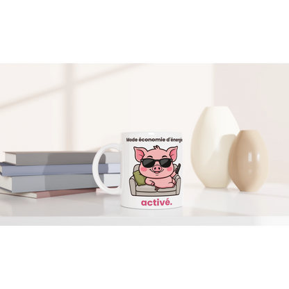Tasse « Mode économie d'énergie activé » – Jason le cochon – idée cadeau