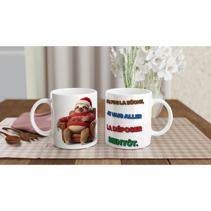 Tasse Noël « J’ai fini la bûche » Molo 3D – les deux côtés : dessin et texte