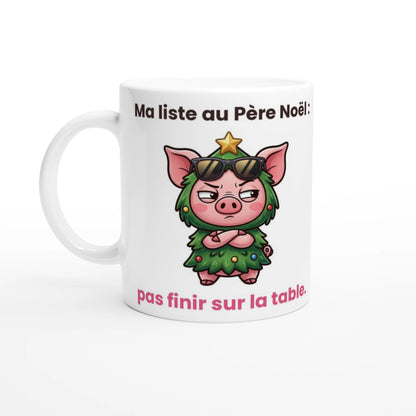 Tasse « Ma liste au Père Noël » – Jason le cochon – vue de face
