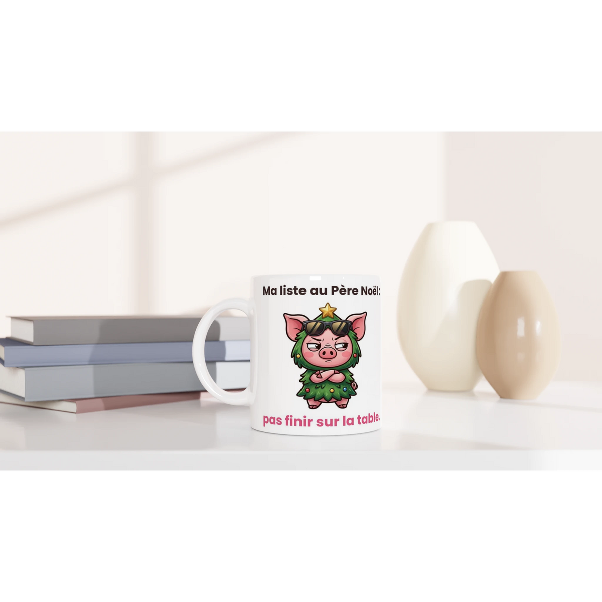 Tasse « Ma liste au Père Noël » – Jason le cochon – mise en situation
