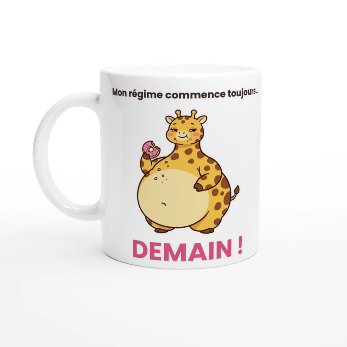 Tasse « Mon régime commence toujours… demain ! » – Gigi la girafe – vue de face