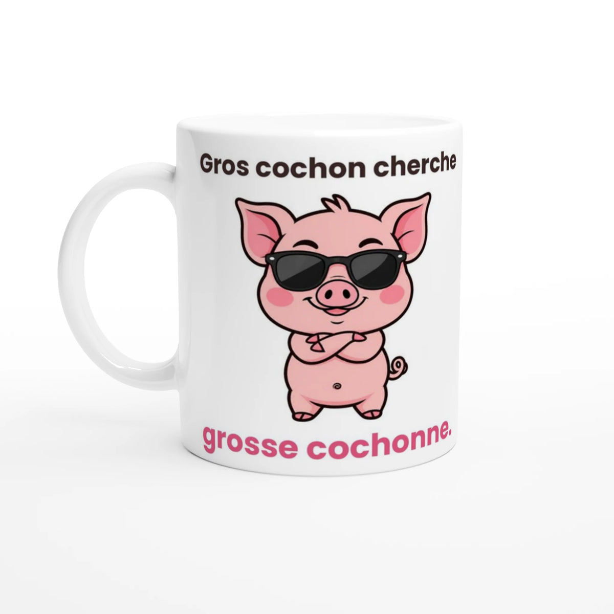 Tasse « Gros cochon cherche grosse cochonne » – Jason le cochon – vue de face