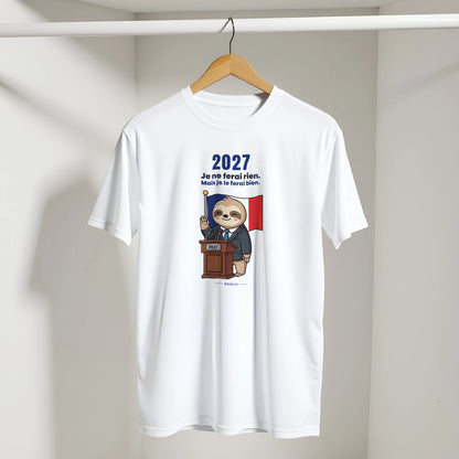 T-shirt blanc NOVALYT Molo 2027, « Je ne ferai rien. Mais je le ferai bien. » – vue 4