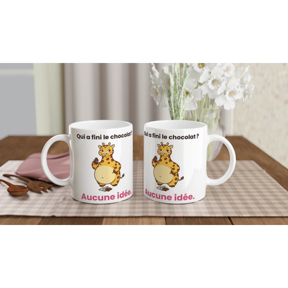 Tasse « Qui a fini le chocolat ? » – Gigi la girafe – idée cadeau