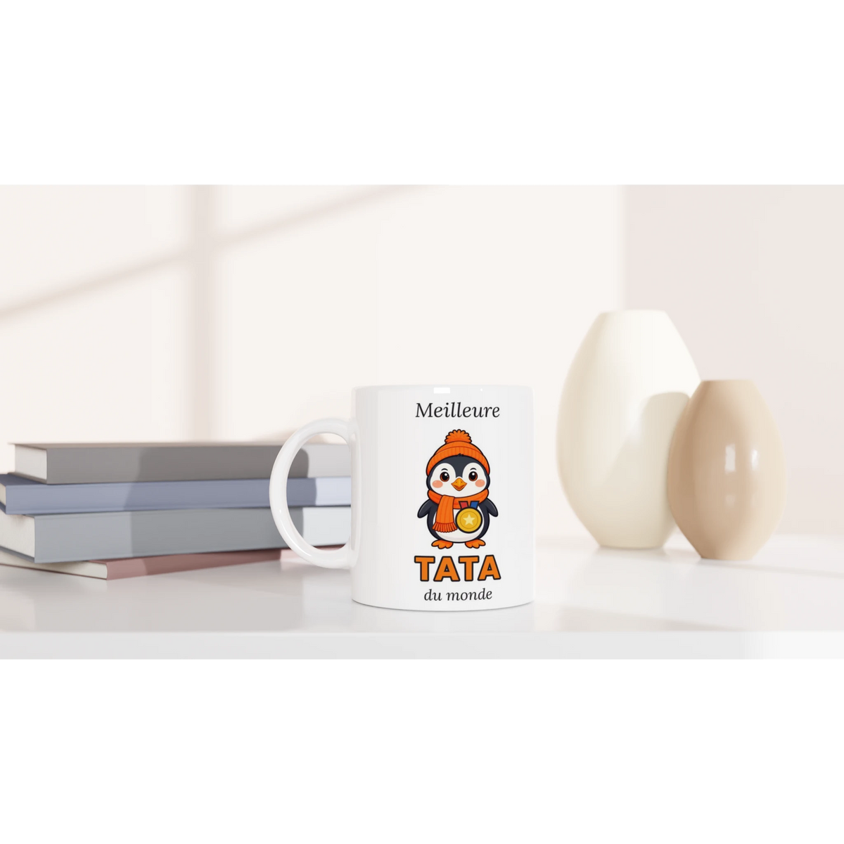 Tasse « Meilleure Tata du monde » – Nono le pingouin – mise en situation