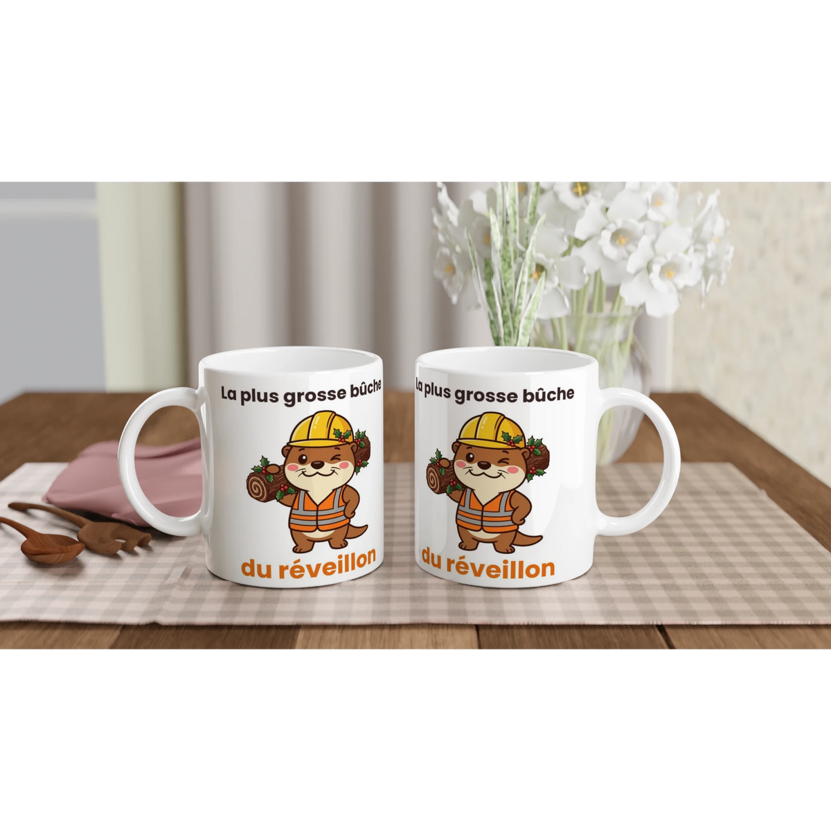 Tasse « La plus grosse bûche du réveillon » – Jojo la loutre – mise en situation