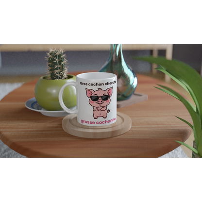 Tasse « Gros cochon cherche grosse cochonne » – Jason le cochon – mise en situation