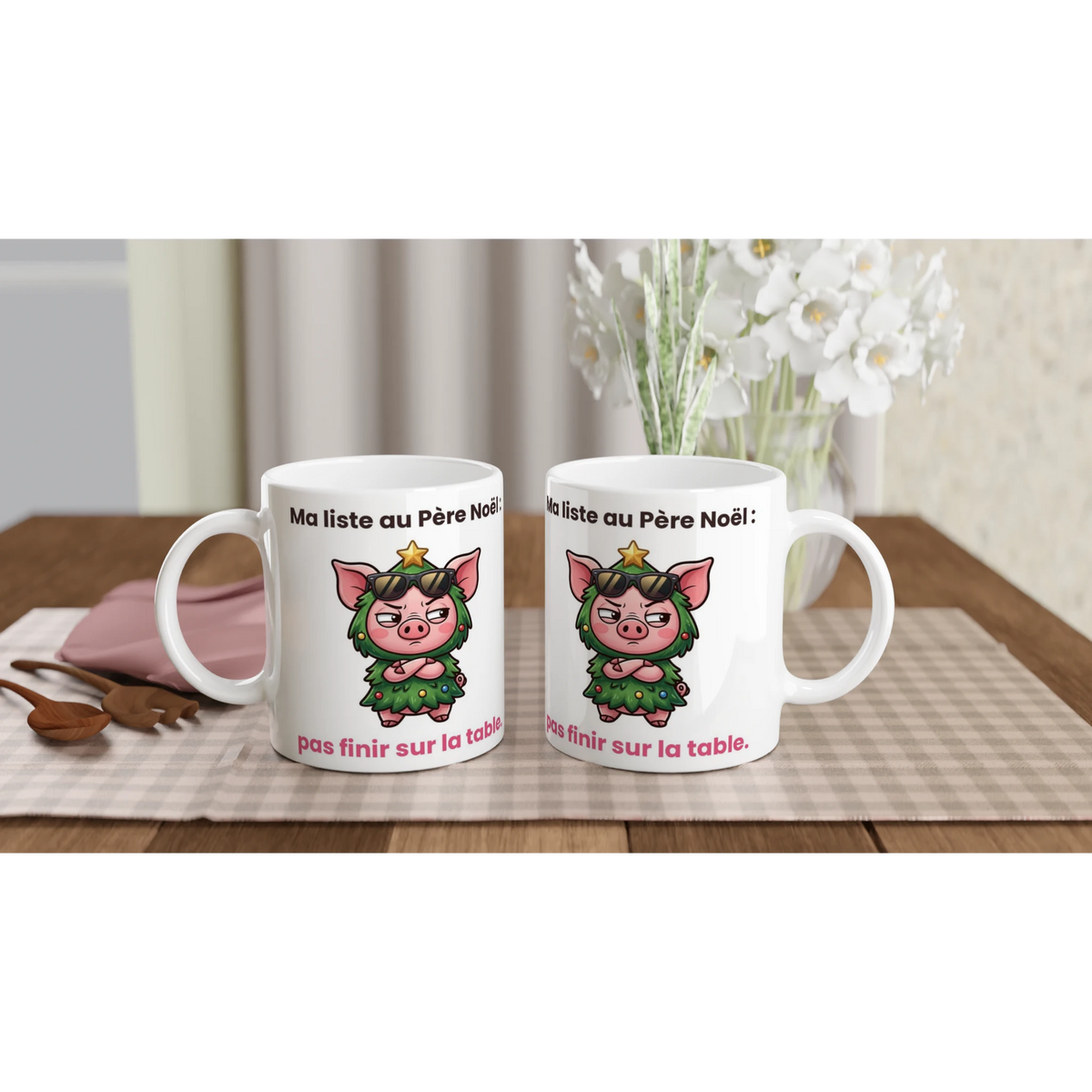 Tasse « Ma liste au Père Noël » – Jason le cochon – céramique 330 ml