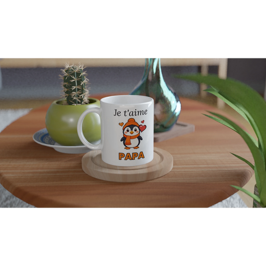 Tasse « Je t'aime Papa » – Nono le pingouin – mise en situation