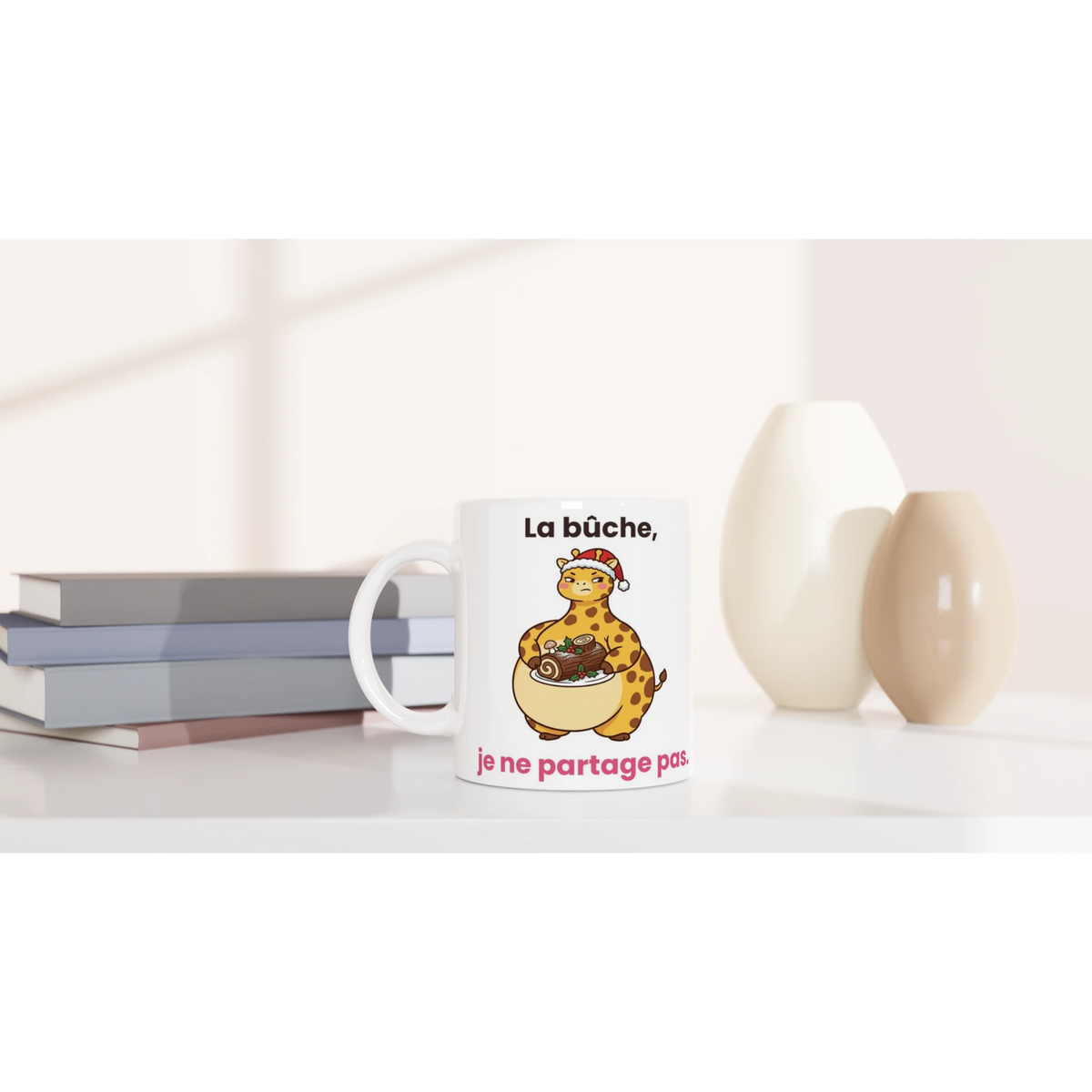 Tasse « La bûche, je ne partage pas » – Gigi la girafe – céramique 330 ml