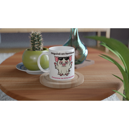 Tasse « Déguisé en fantôme » – Jason le cochon – céramique 330 ml