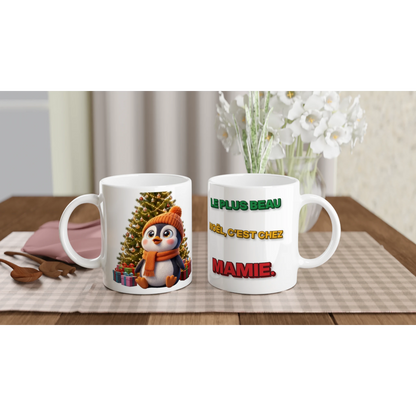 Tasse Noël « Le plus beau Noël, c’est chez Mamie » Nono 3D – les deux côtés : dessin et texte