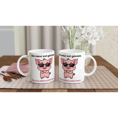 Tasse « Ma sœur est géniale » – Jason le cochon – céramique 330 ml