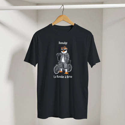 T-shirt noir NOVALYT avec Nono le pingouin en vélo lowrider – vue 4