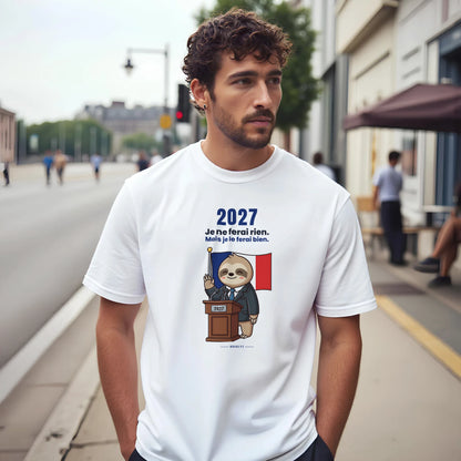 T-shirt blanc NOVALYT Molo 2027, « Je ne ferai rien. Mais je le ferai bien. » – vue 3