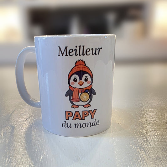 Tasse « Meilleur Papy du monde » – Nono le pingouin – photo réelle